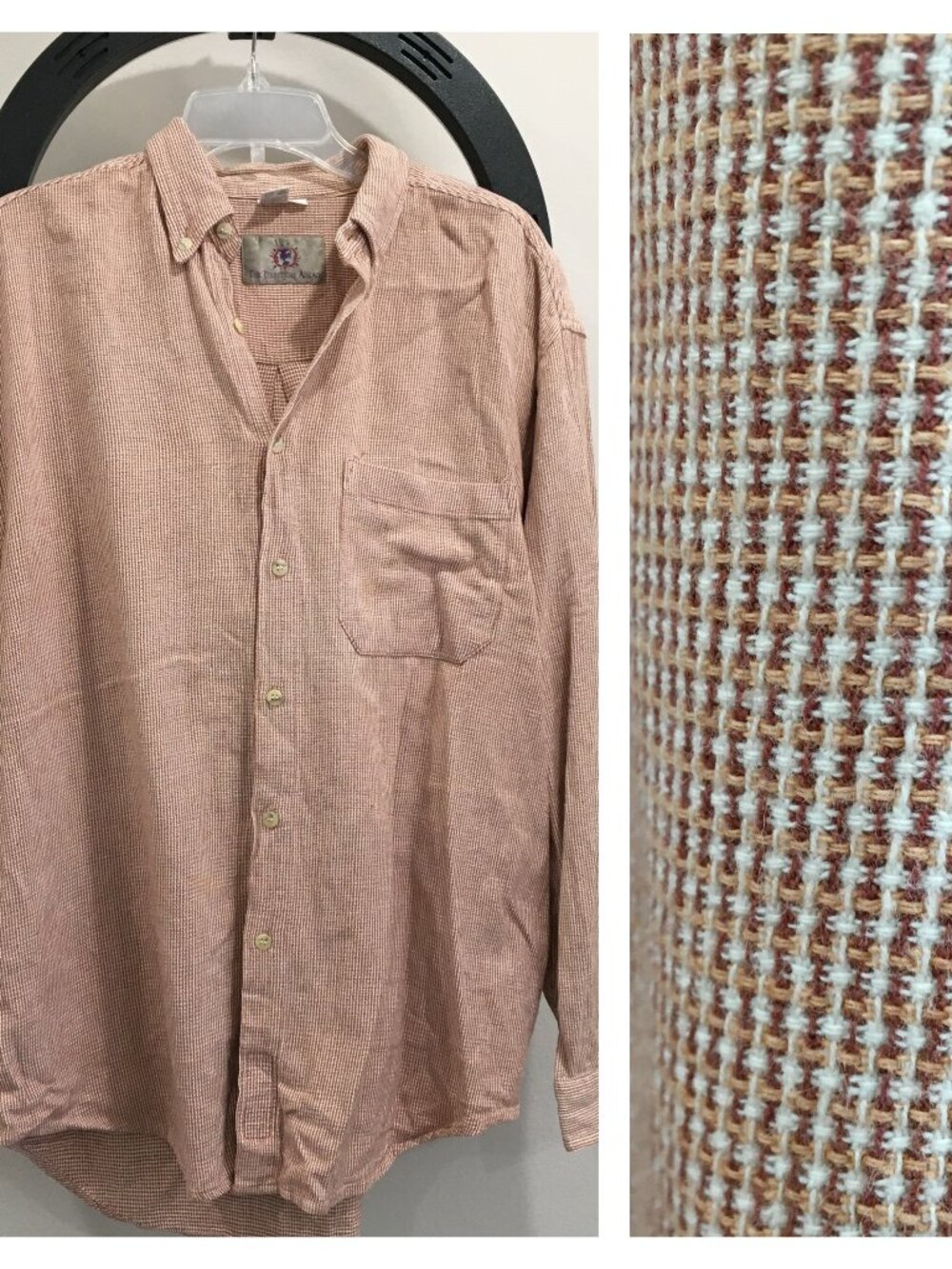 THE TERRITORY AHEAD Textured Rust White Peach Long Sleeve Button Shirt